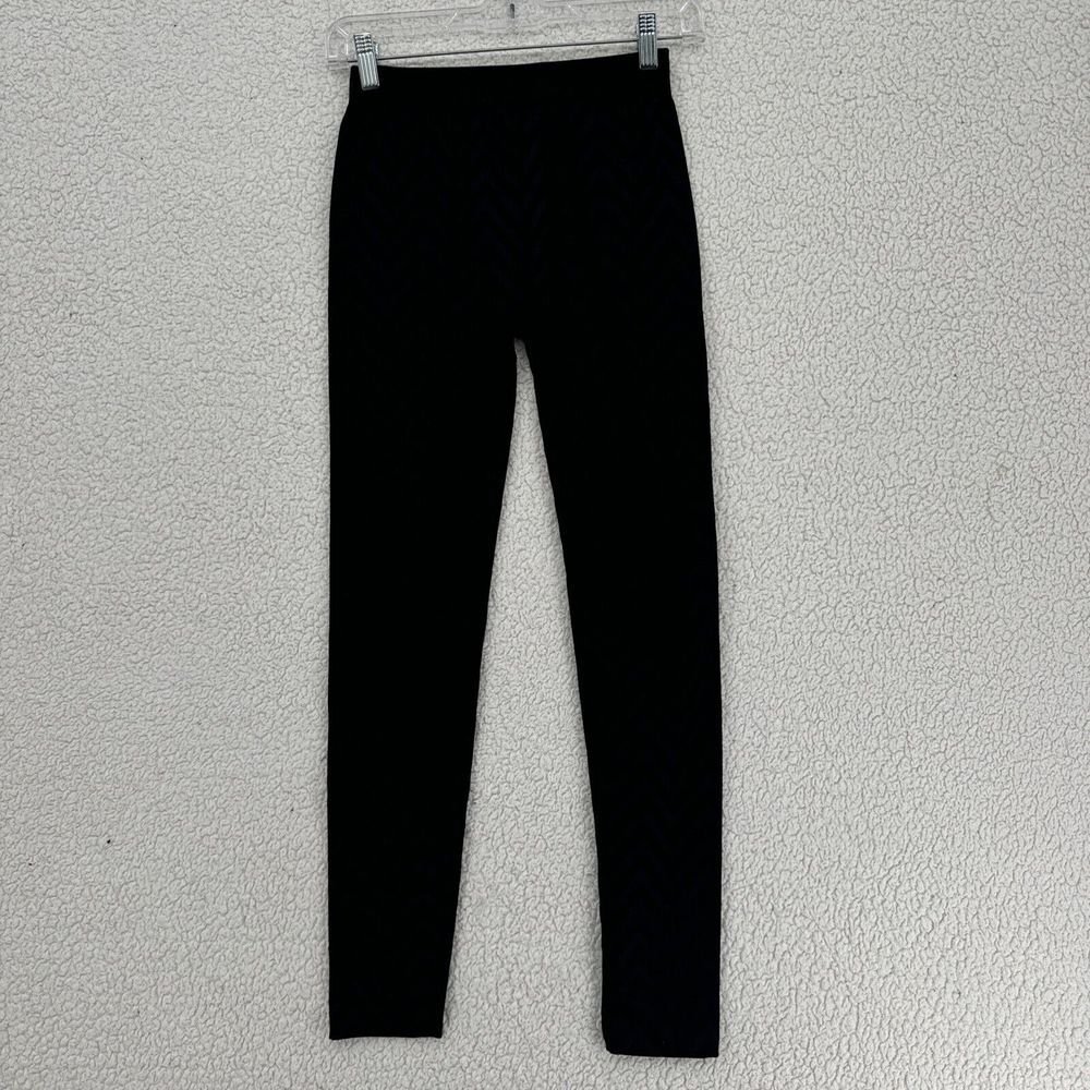 Pink Rose Leggings Women Size S Black Fleece Chevron Pattern Pull On Pants